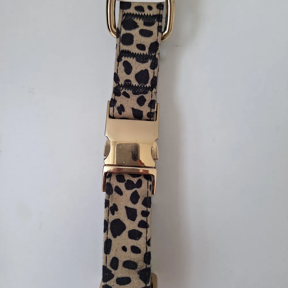 Boots & Barkley Leopard Print Dog Collar with Gold Hardware